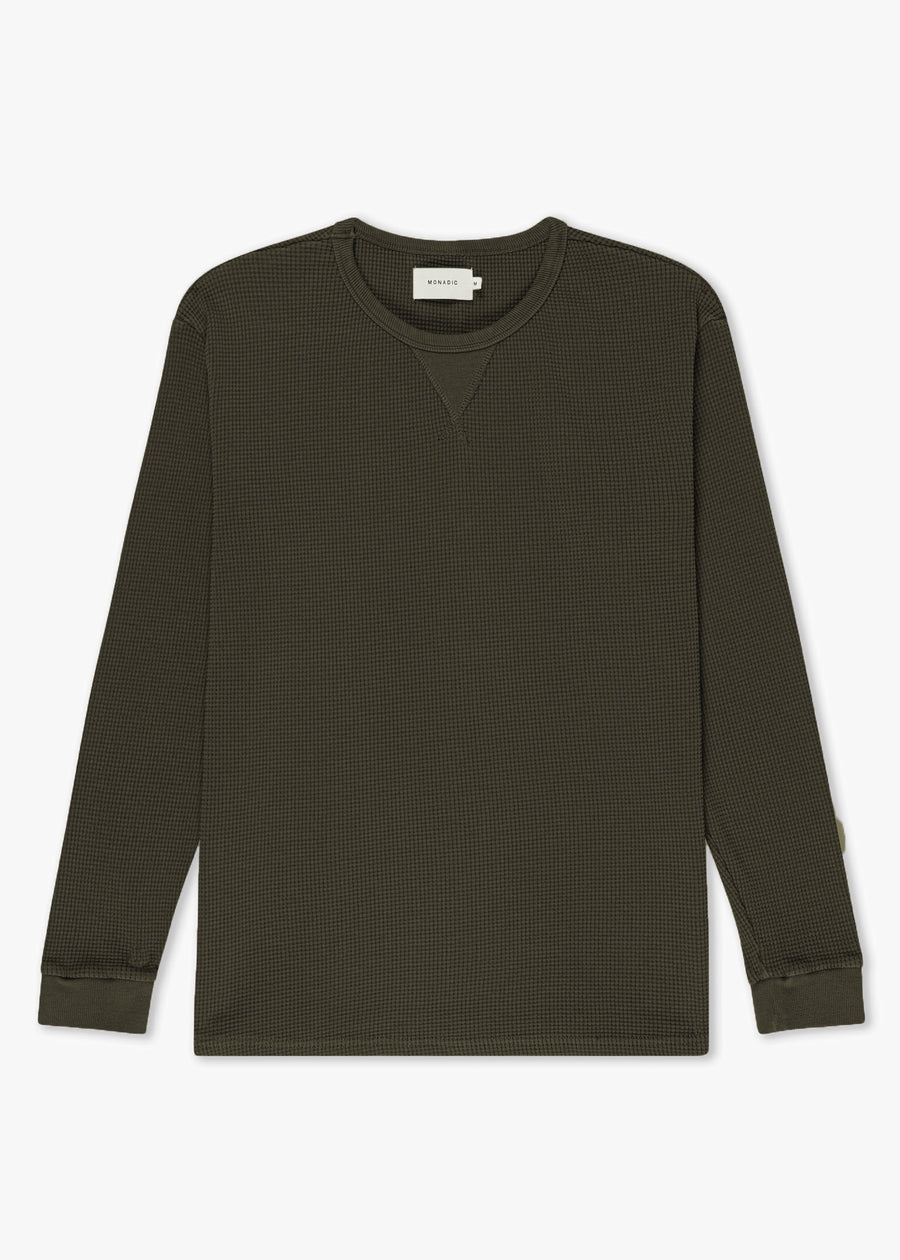 Waffle Knit Thermal Dark Olive